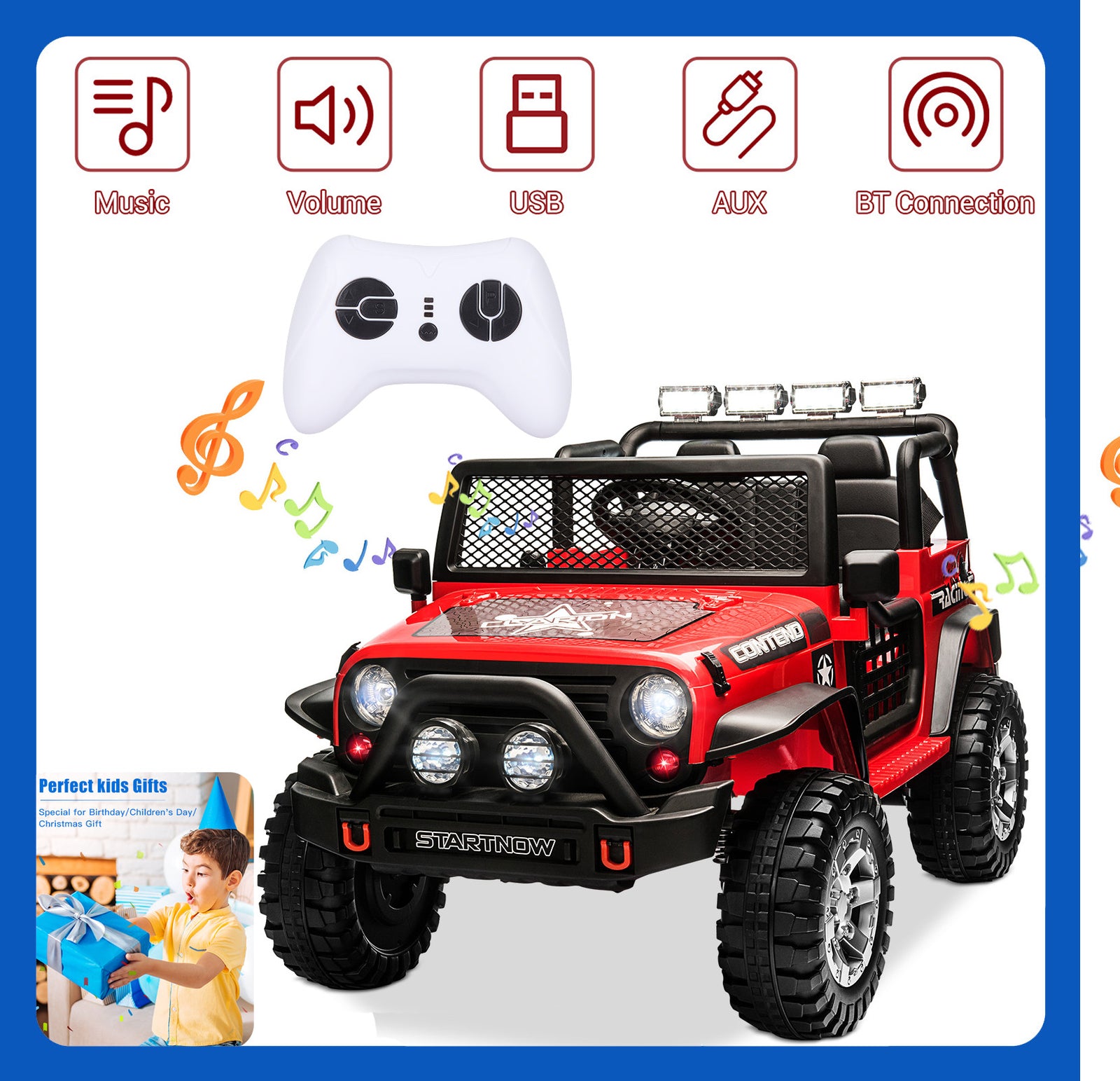 12V Electric 2-Seater Kids Ride-On Jeep Truck with Remote Control Trend Times 0