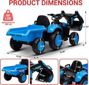 12V Electric 3-in-1 Kids Ride-On Vehicle Set with Excavator, Tractor, and Detachable Trailer Trend Times 2