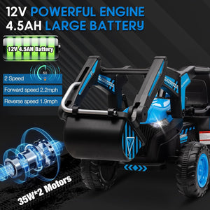 12V Electric 3-in-1 Kids Ride-On Vehicle Set with Excavator, Tractor, and Detachable Trailer Trend Times 3