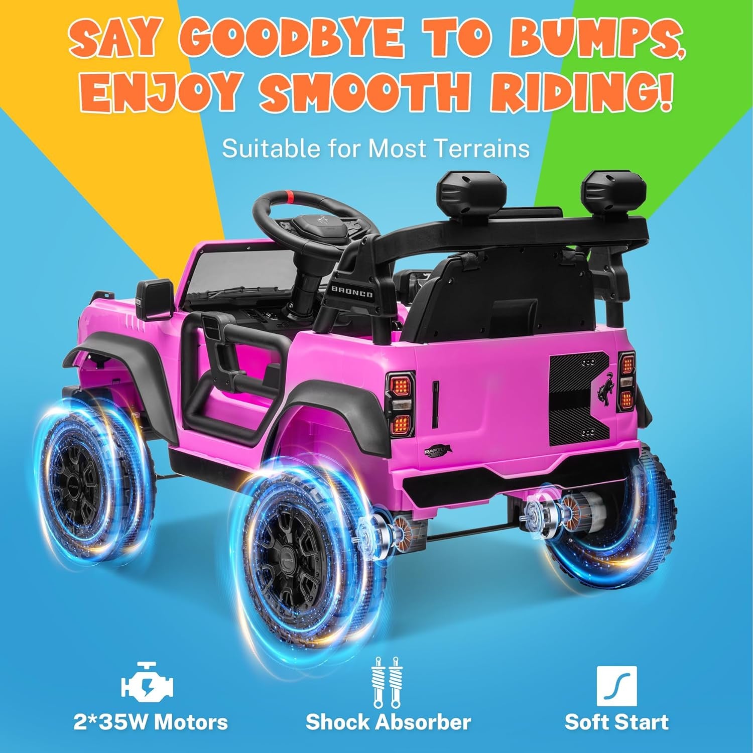 12V Electric Ford Bronco Raptor Ride-On Car for Kids Trend Times 2