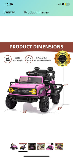 12V Electric Ford Bronco Raptor Ride-On Car for Kids Trend Times 1