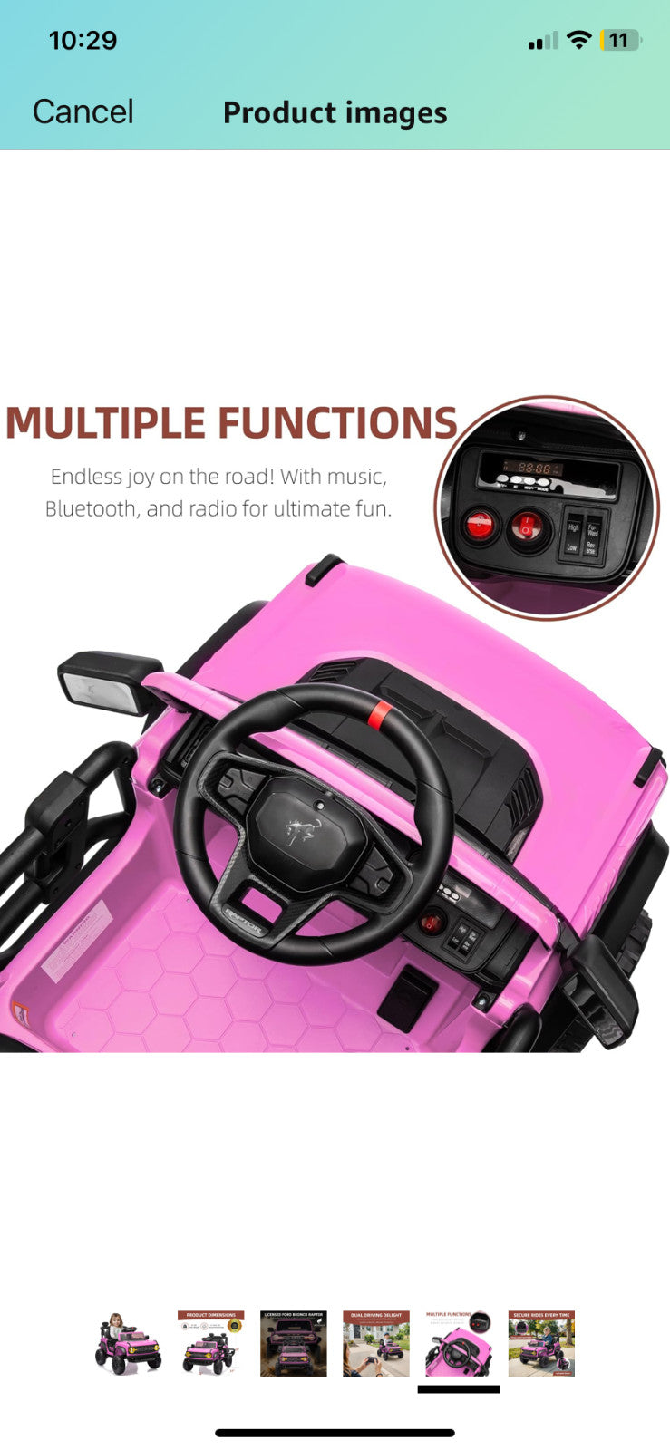 12V Electric Ford Bronco Raptor Ride-On Car for Kids Trend Times 3
