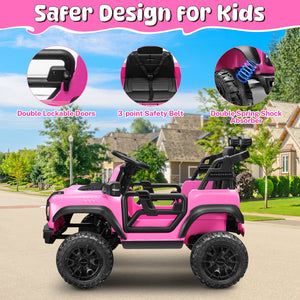 12V Pink Ford Bronco Raptor Ride-On Car with Remote Control for Kids 3-5 years Trend Times 4