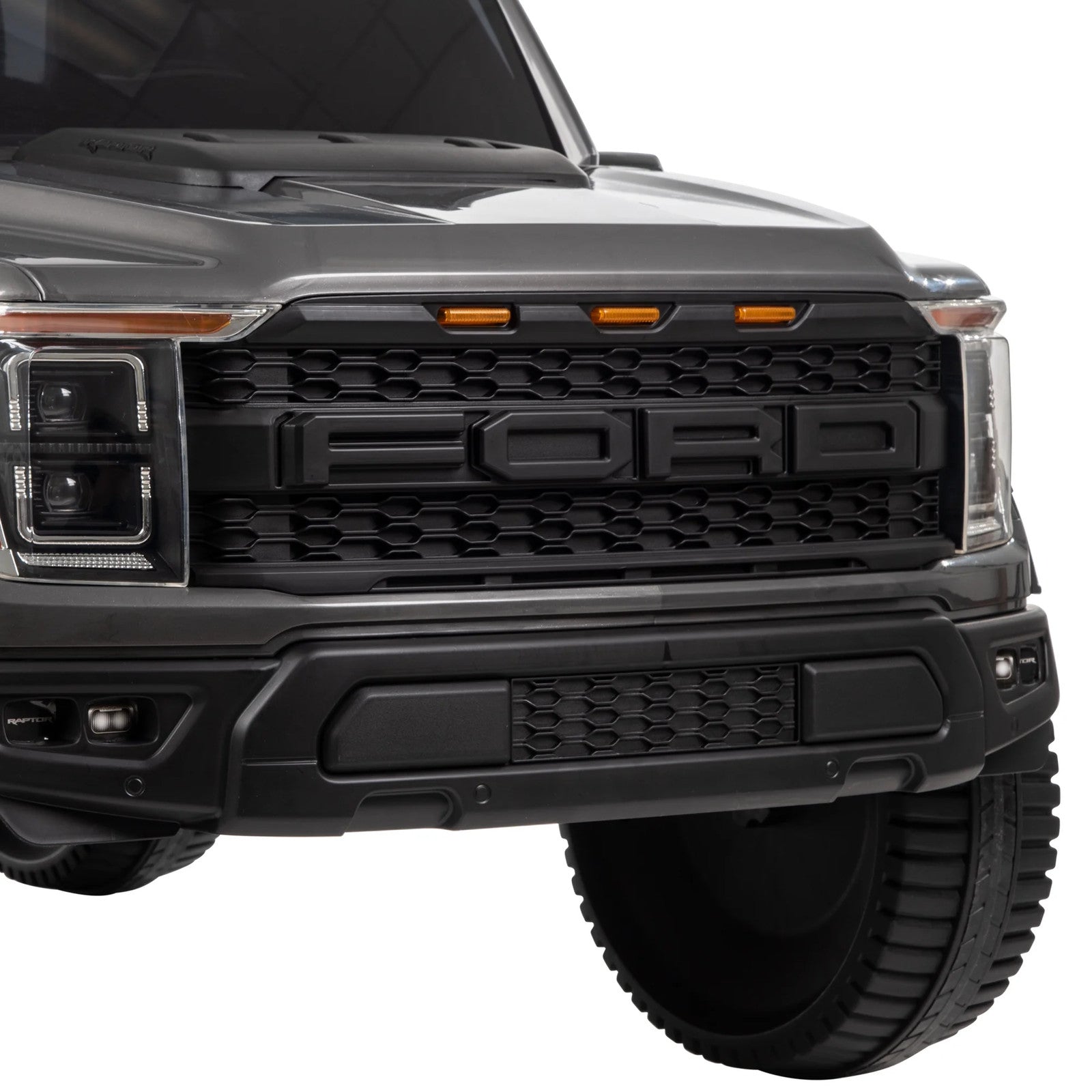 12V Ford F-150 Raptor Battery-Powered Ride-On Toy for Kids 3+ in Carbonized Grey Trend Times 10