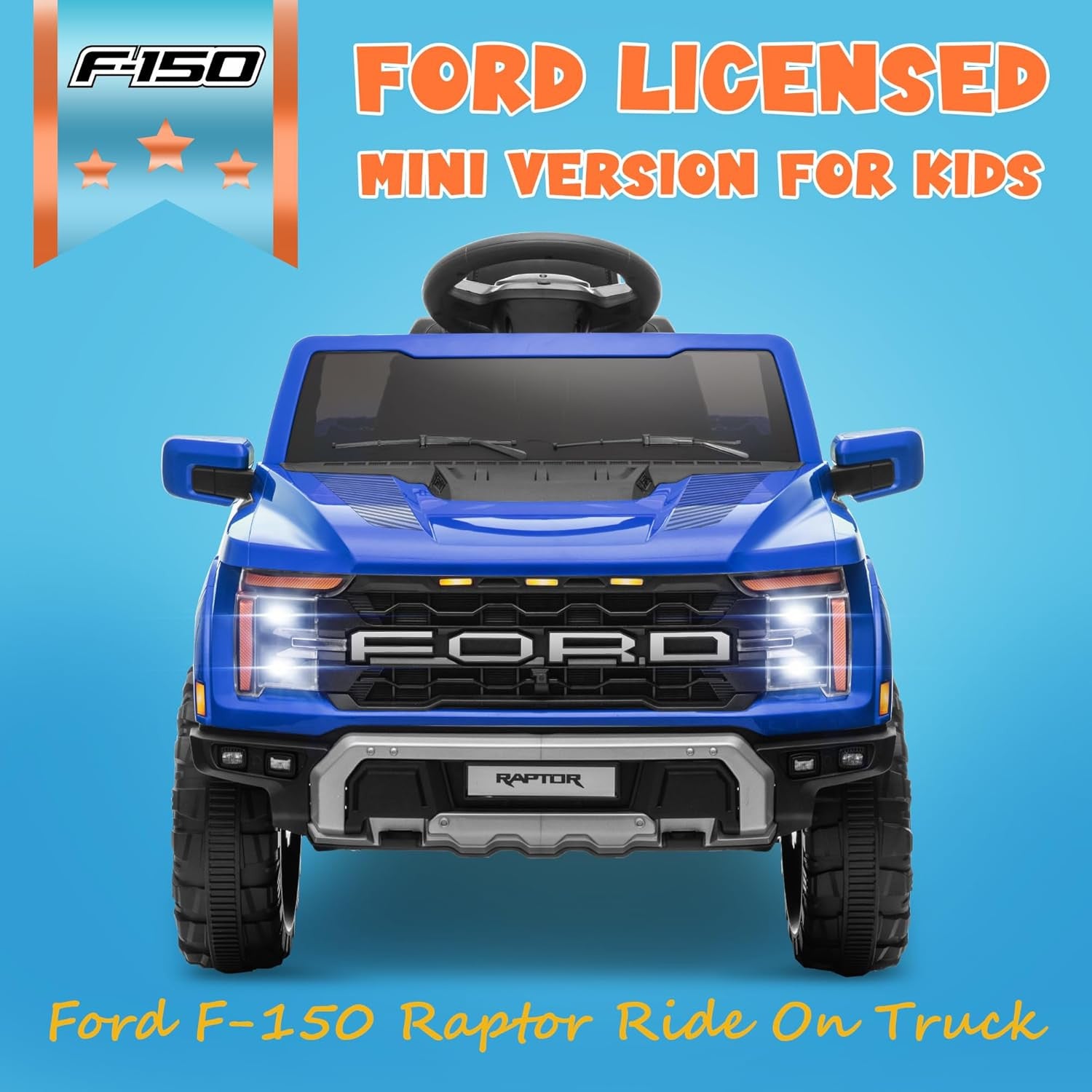 12V Ford F-150 Raptor Ride-On Truck with Remote Control, Lights, and Bluetooth Trend Times 1