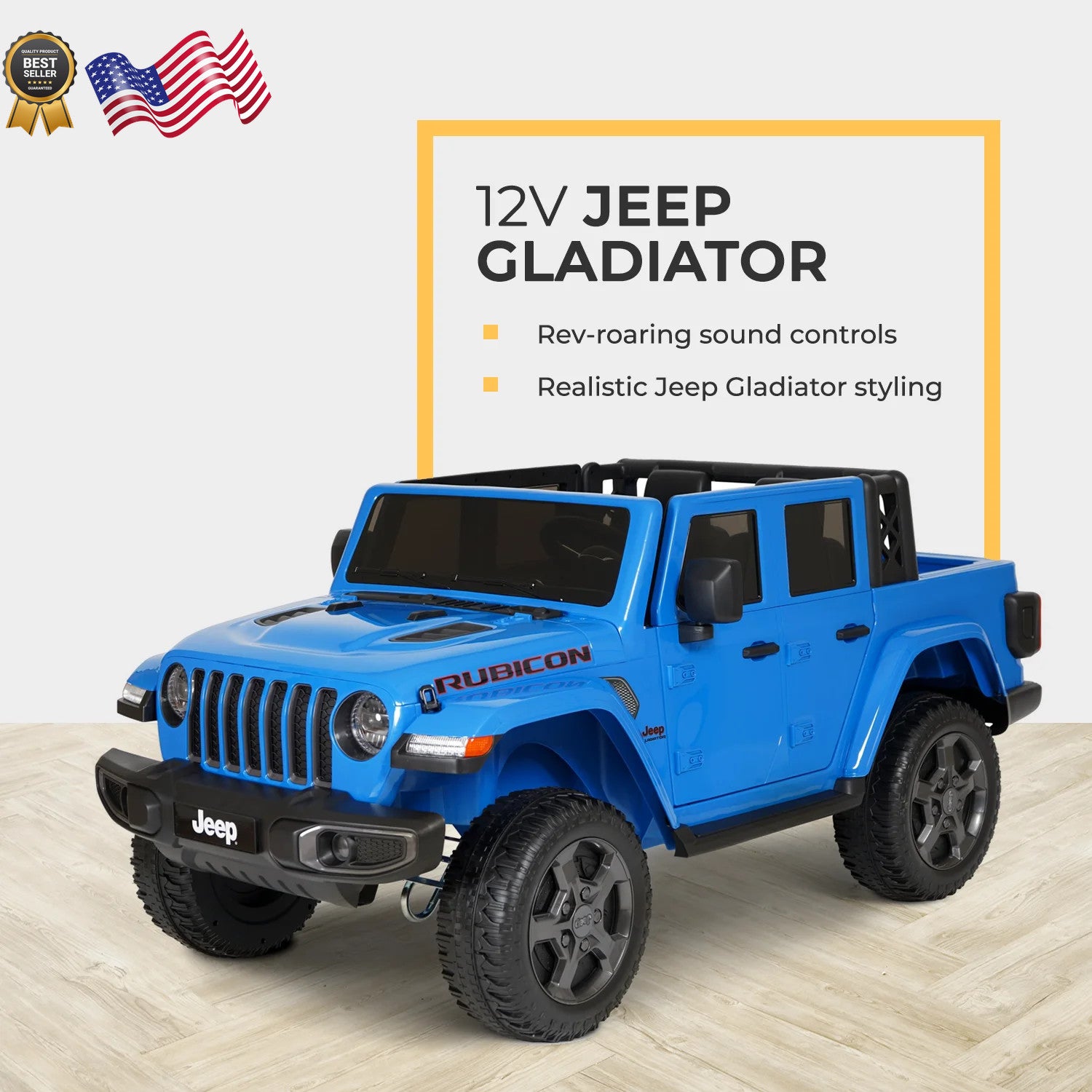 12V Battery Powered Gladiator Rubicon 2-Seater Ride-On Toy Blue Trend Times 10