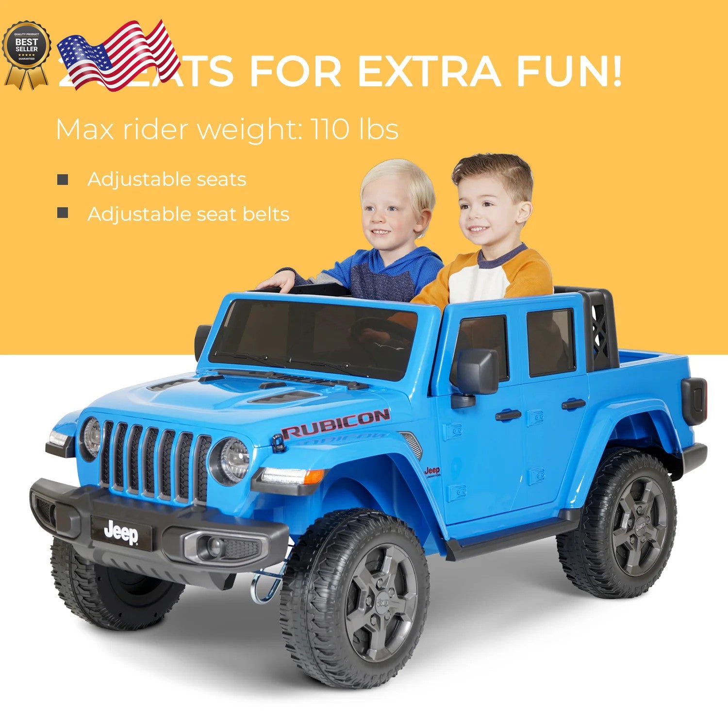 12V Battery Powered Gladiator Rubicon 2-Seater Ride-On Toy Blue Trend Times 6