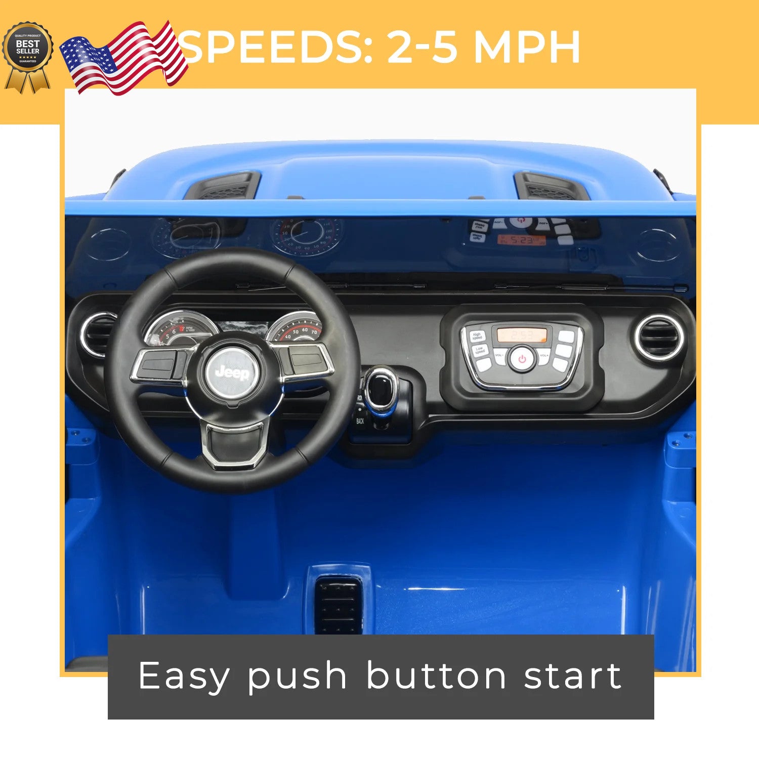 12V Battery Powered Gladiator Rubicon 2-Seater Ride-On Toy Blue Trend Times 7