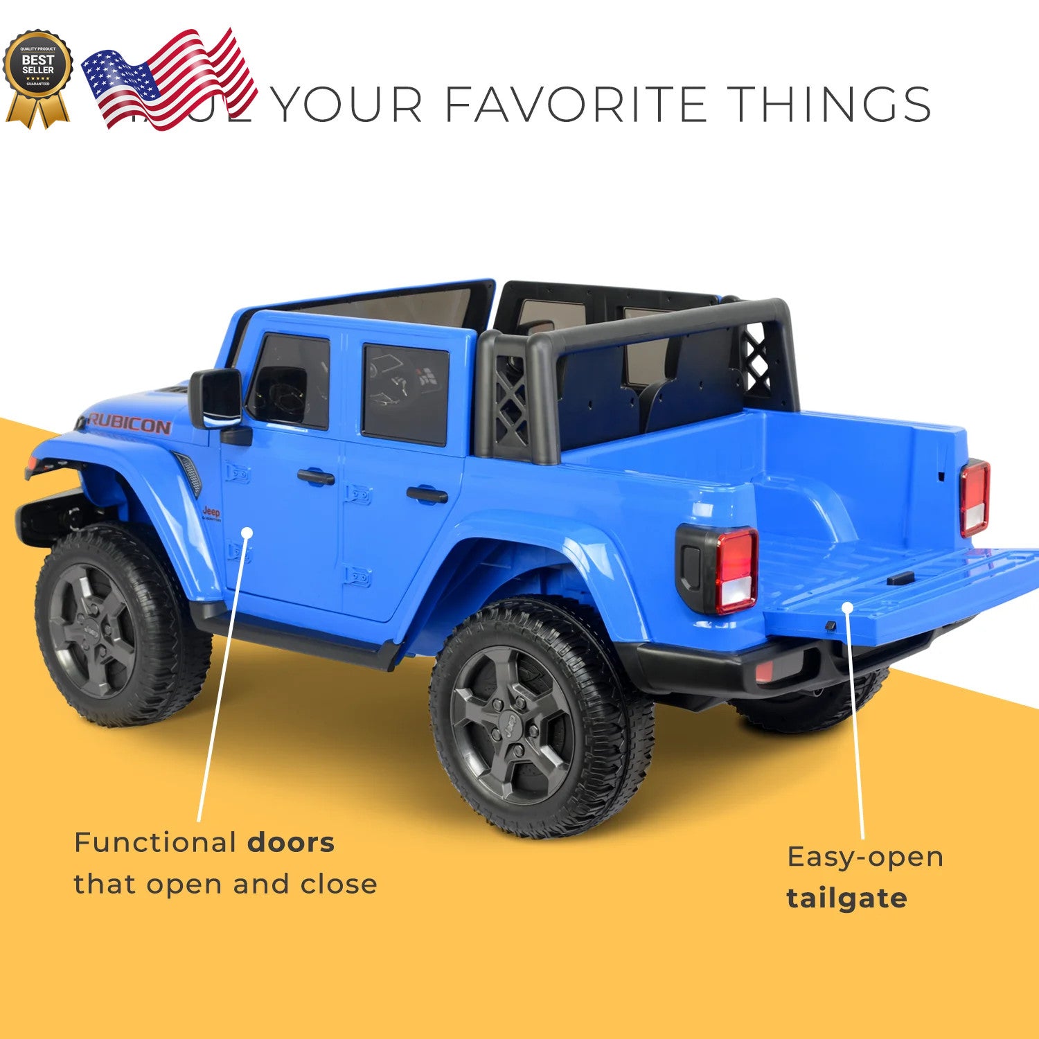 12V Battery Powered Gladiator Rubicon 2-Seater Ride-On Toy Blue Trend Times 9