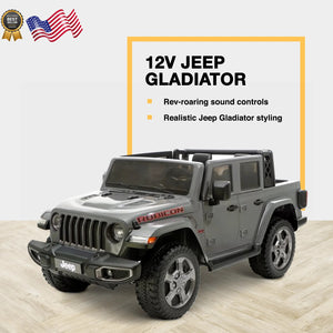 12V Battery-Powered Gladiator Rubicon 2-Seater Ride-On Vehicle for Kids Ages 3-8 Gray Trend Times 2