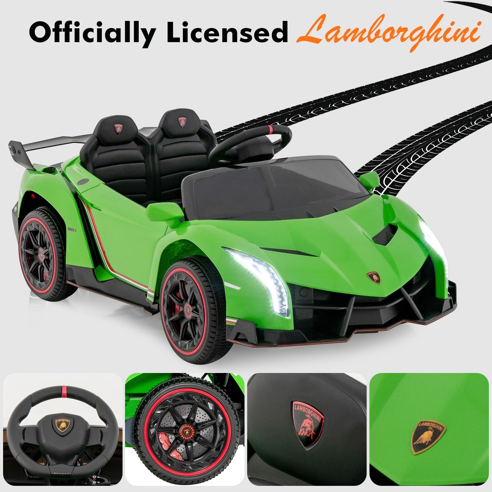 12V Green 4WD Kids Ride-On Sports Car Battery Powered with Power Adapter Trend Times 1