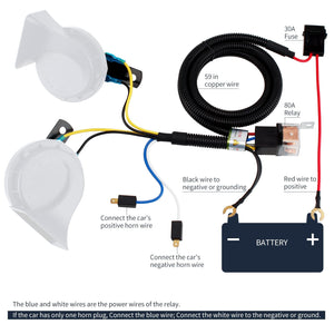 12V High Low Tone Super Loud Car Horn Kit with Relay Harness Waterproof Trend Times 6