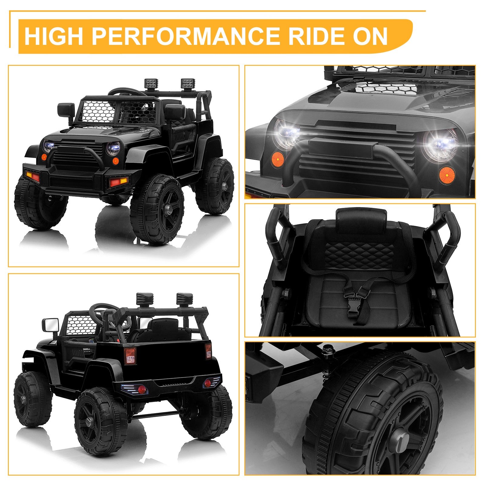 12V Kids Ride-On Jeep Car with Parent Remote Control, MP3 Input, LED Lights, and 3 Speed Settings Trend Times 5