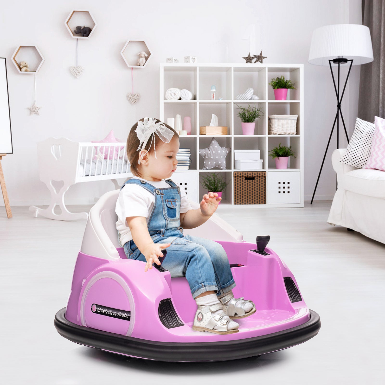 12V Kids Bumper Car with Remote Control, Battery Display, 360-Degree Spin, LED Lights, and Music Trend Times 5