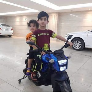12V Kids Ride-On Motorcycle Toy with Training Wheels 1.8-3.2mph for Ages 3-6 Blue Trend Times 6