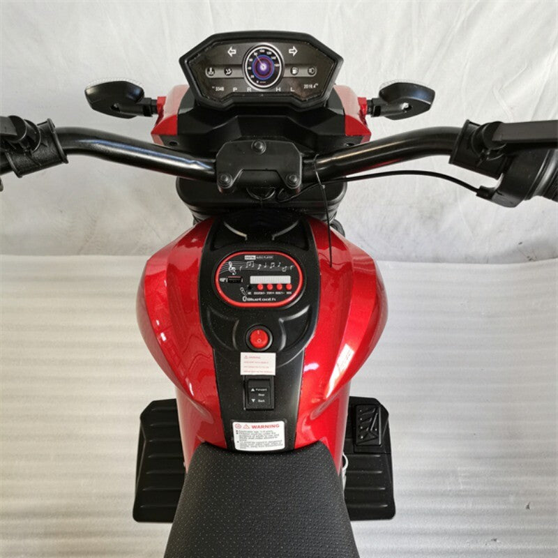 12V Red Ride-On Motorcycle with Training Wheels for Kids Ages 3-6, Speed 1.8-3.2 mph Trend Times 12