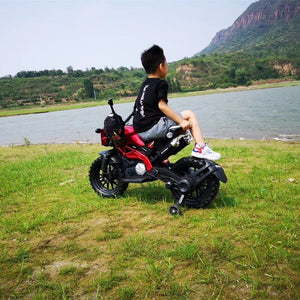 12V Red Ride-On Motorcycle with Training Wheels for Kids Ages 3-6, Speed 1.8-3.2 mph Trend Times 16