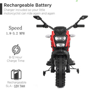 12V Red Ride-On Motorcycle with Training Wheels for Kids Ages 3-6, Speed 1.8-3.2 mph Trend Times 2