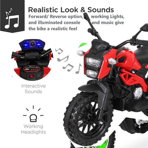 12V Red Ride-On Motorcycle with Training Wheels for Kids Ages 3-6, Speed 1.8-3.2 mph Trend Times 3