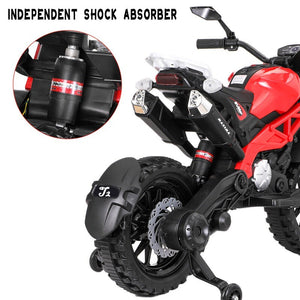 12V Red Ride-On Motorcycle with Training Wheels for Kids Ages 3-6, Speed 1.8-3.2 mph Trend Times 4