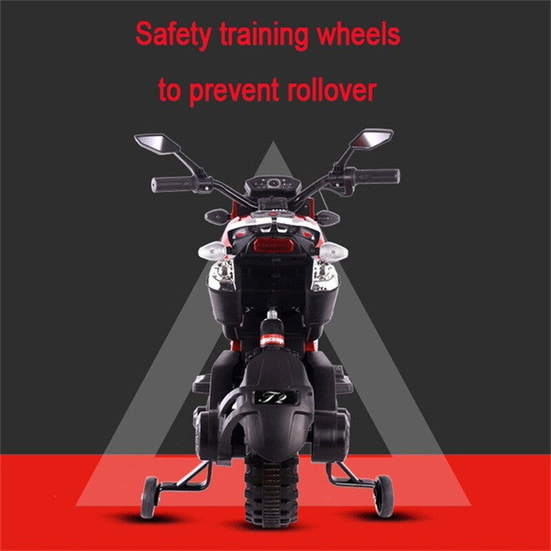 12V Red Ride-On Motorcycle with Training Wheels for Kids Ages 3-6, Speed 1.8-3.2 mph Trend Times 6