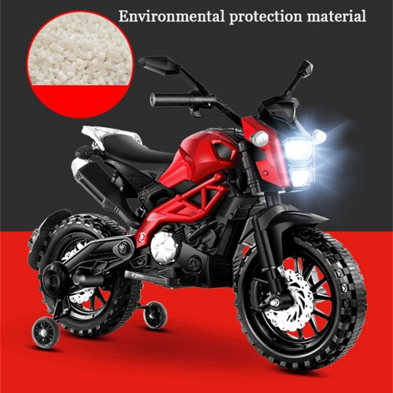 12V Red Ride-On Motorcycle with Training Wheels for Kids Ages 3-6, Speed 1.8-3.2 mph Trend Times 8