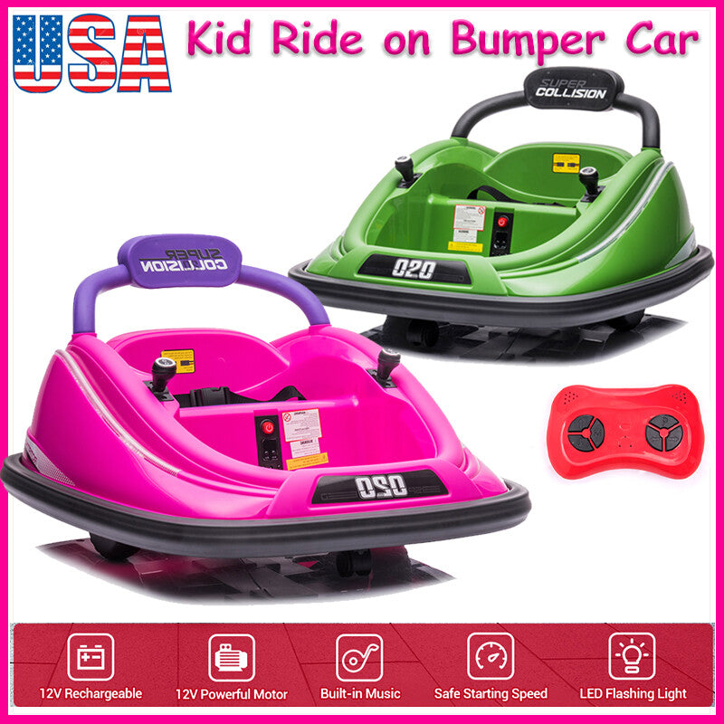 12V Kids Electric 360° Spinning Bumper Ride-On Car with Remote Control and MP3 Player Trend Times 8