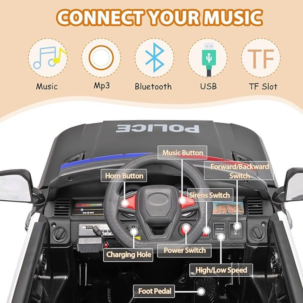 12V Electric Police Ride-On Car for Kids with Parental Remote Control and Battery Powered Trend Times 2