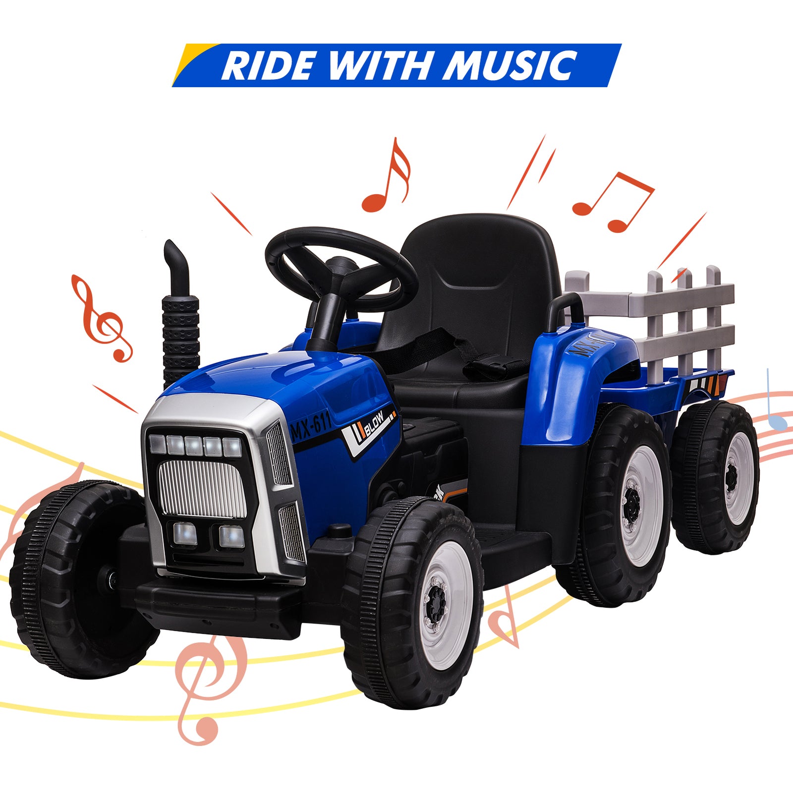 12V Electric Ride-On Tractor with Trailer and Remote Control for Kids Trend Times 13