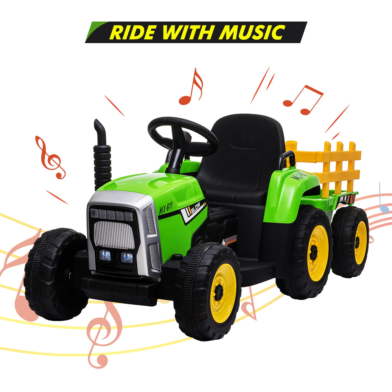 12V Electric Ride-On Tractor with Trailer and Remote Control for Kids Trend Times 2
