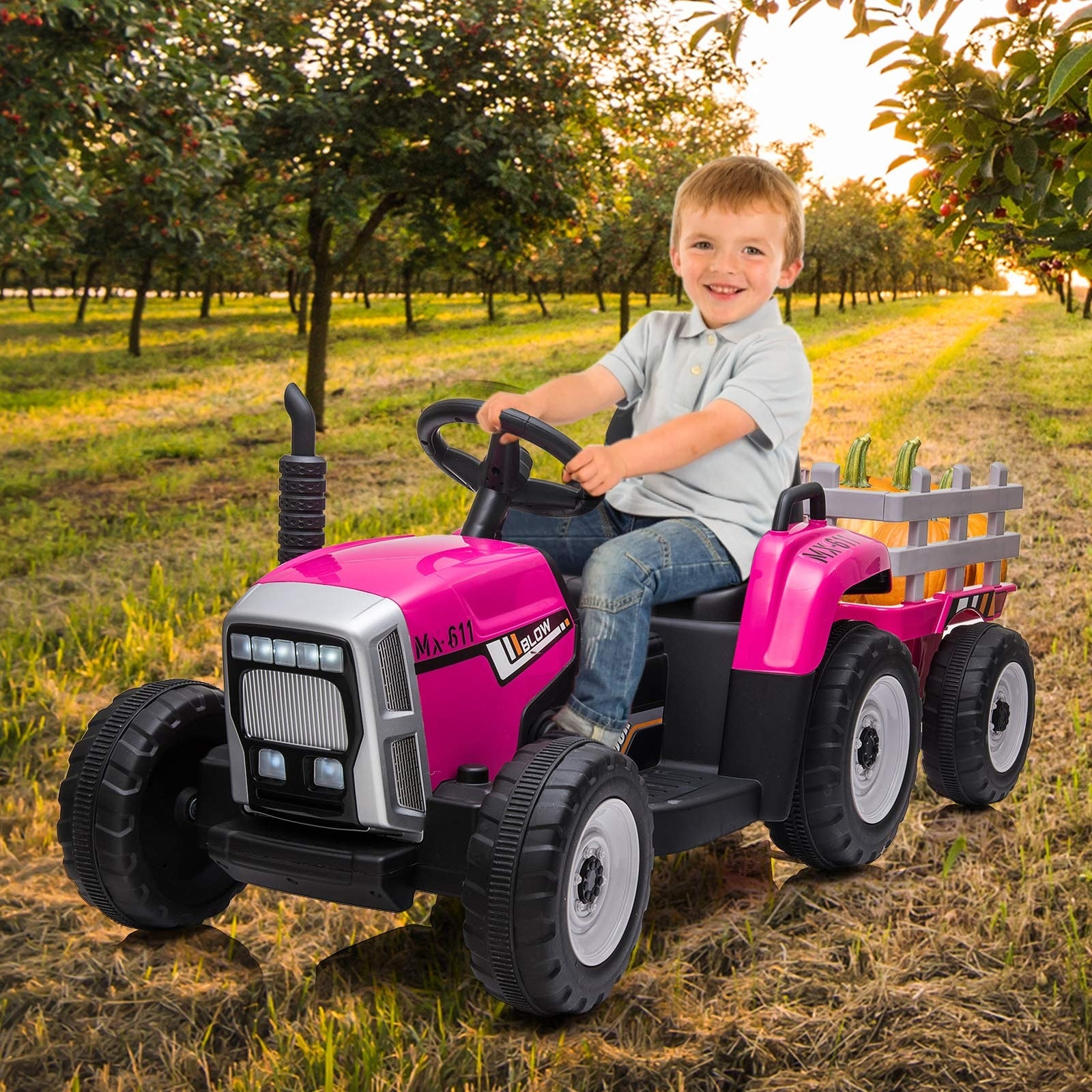 12V Electric Ride-On Tractor with Trailer and Remote Control for Kids Trend Times 7