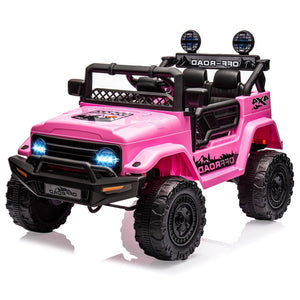 12V Kids 2-Seater Electric Ride-On Truck with LED Lights Pink Trend Times 10