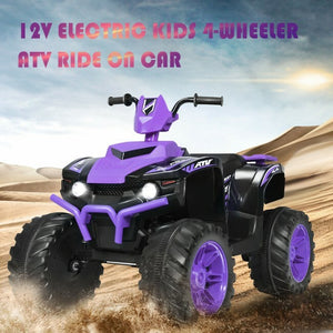 12V Kids 4-Wheeler ATV Ride-On Car with LED Lights and Music Purple Trend Times 4