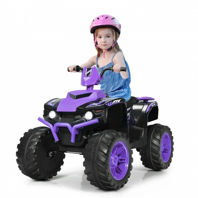 12V Kids 4-Wheeler ATV Ride-On Car with LED Lights and Music Purple Trend Times 5