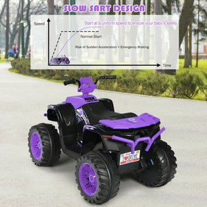 12V Kids 4-Wheeler ATV Ride-On Car with LED Lights and Music Purple Trend Times 6