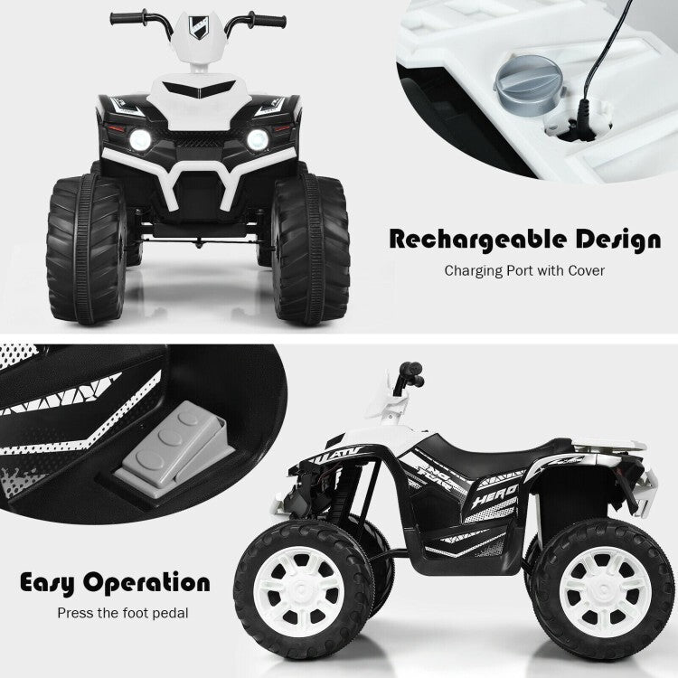 12V Kids 4-Wheeler ATV Quad Ride-On Car with LED Lights and Music Toy Vehicle Trend Times 12