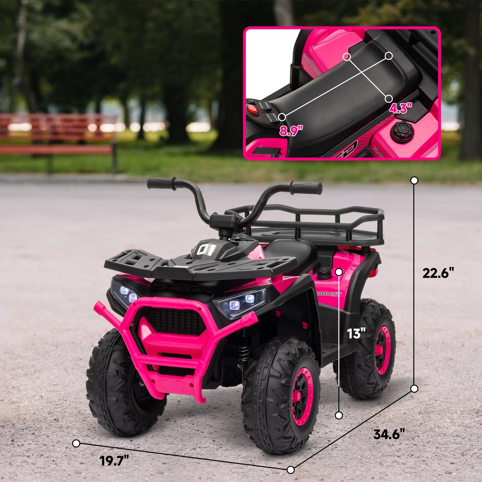 12V Kids 4-Wheeler ATV with Spring Suspension and Storage - Pink Trend Times 1