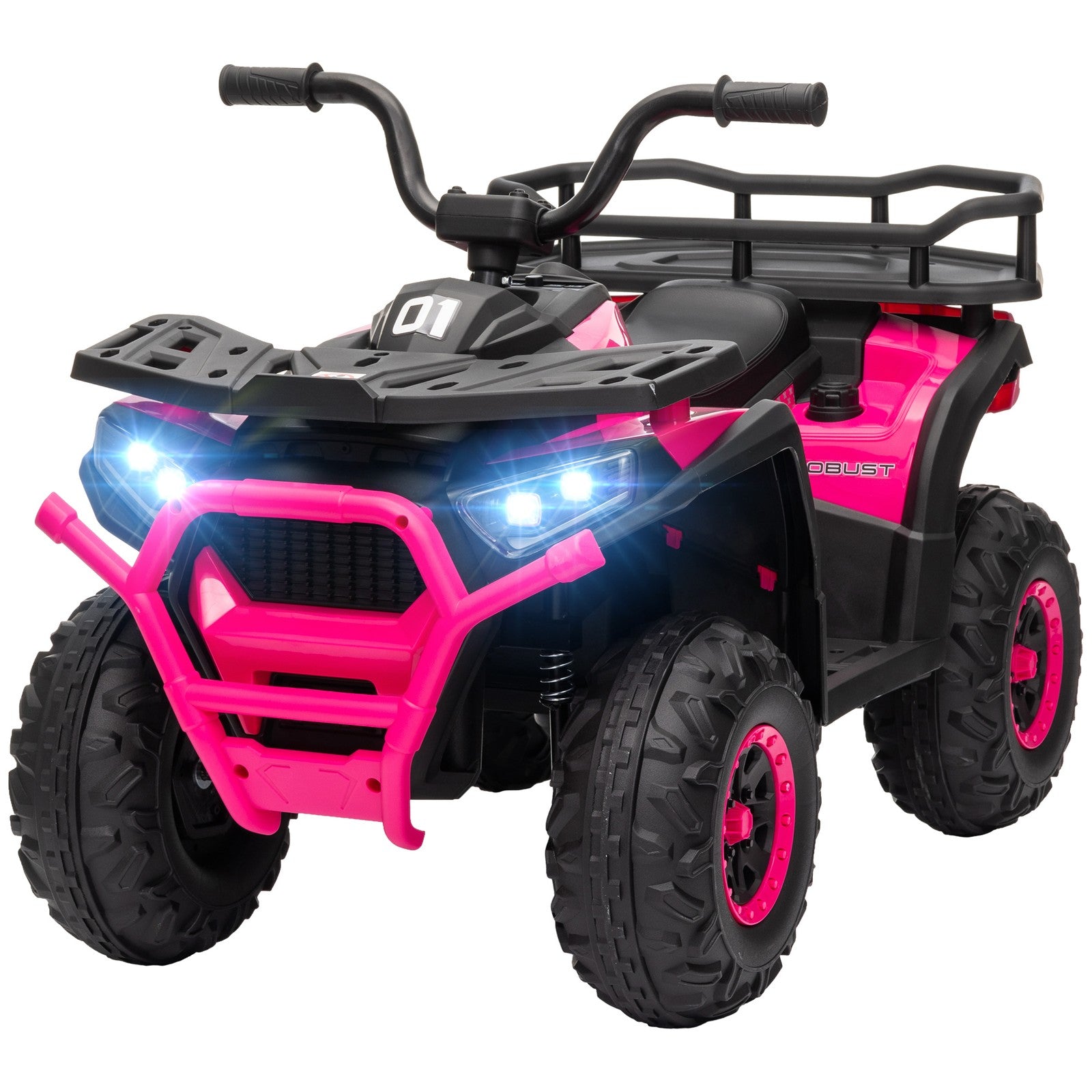 12V Kids 4-Wheeler ATV with Spring Suspension and Storage - Pink Trend Times 3