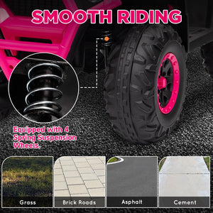 12V Kids 4-Wheeler ATV with Spring Suspension and Storage - Pink Trend Times 4