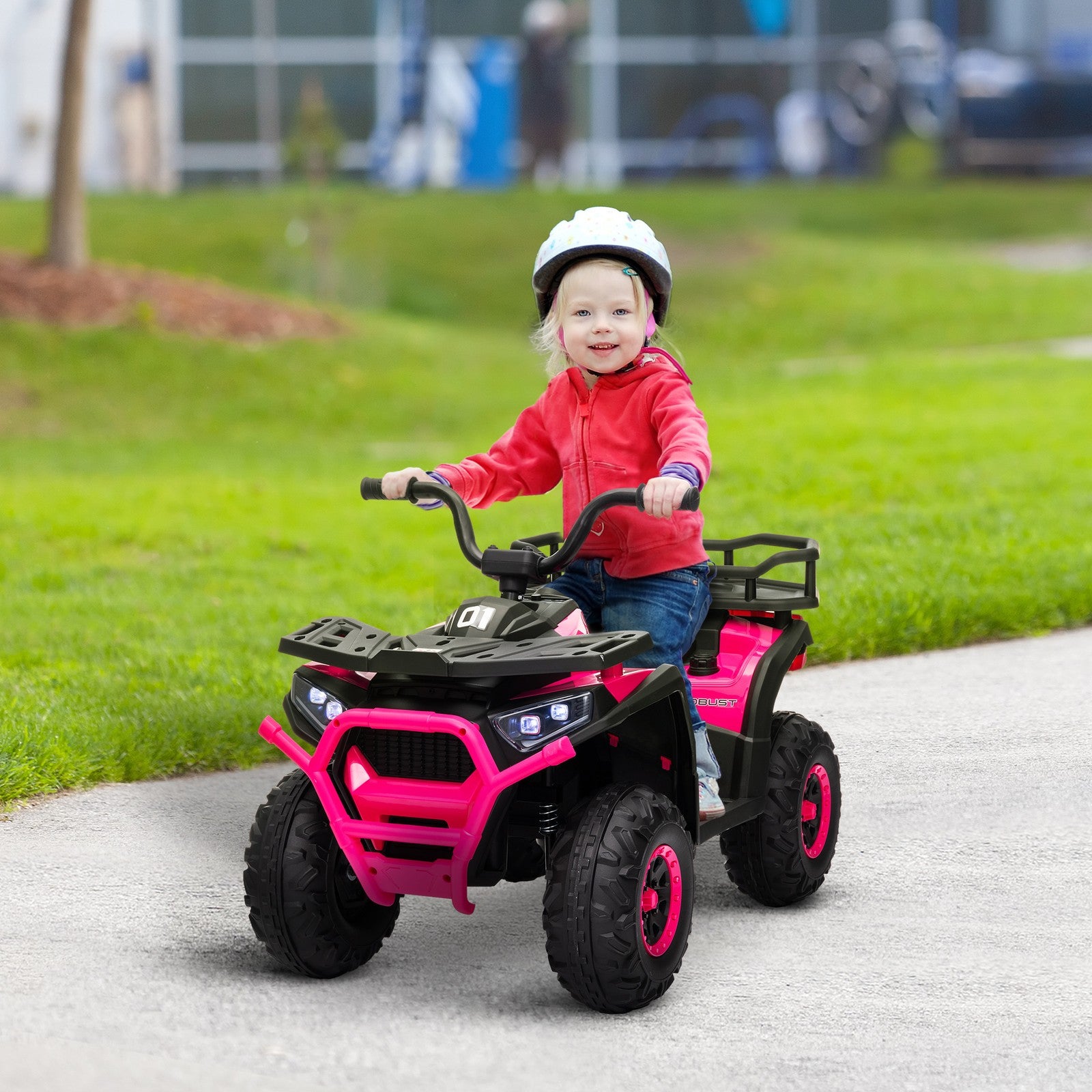 12V Kids 4-Wheeler ATV with Spring Suspension and Storage - Pink Trend Times Variant 0