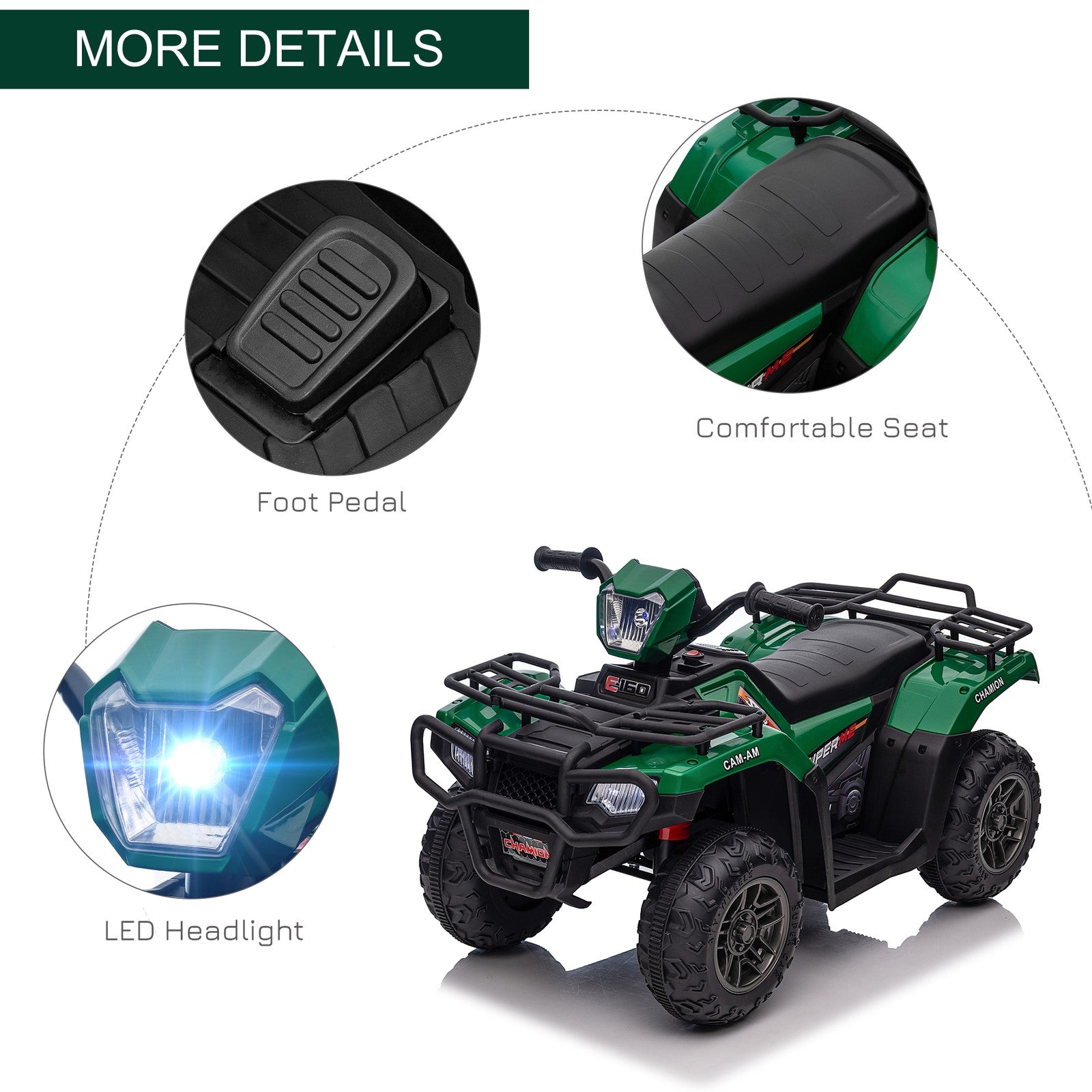 12V Battery Operated Kids 4-Wheeler ATV for Ages 3-5 Green Trend Times 7