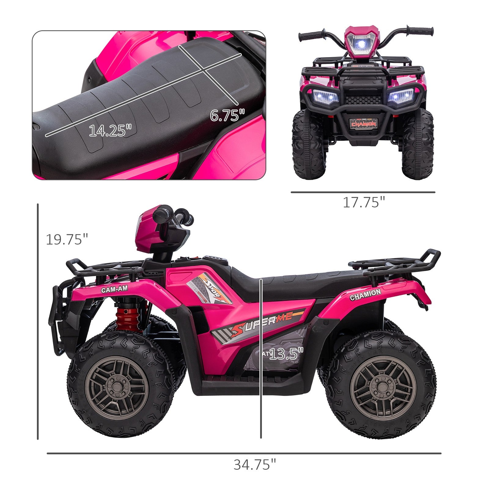 12V Battery-Powered Kids 4-Wheeler ATV for Ages 3-5 Pink Trend Times 1