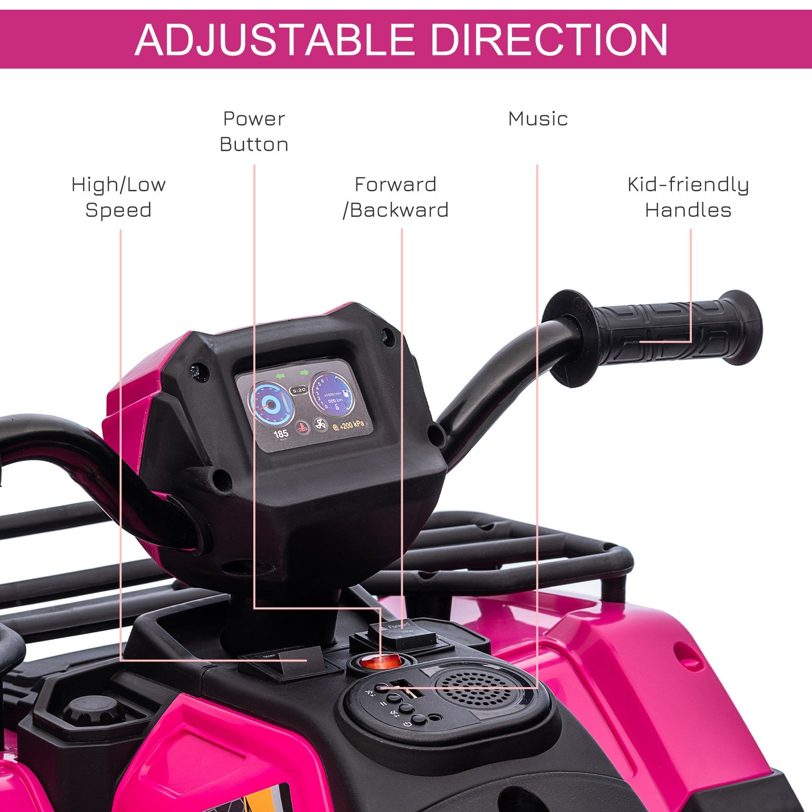 12V Battery-Powered Kids 4-Wheeler ATV for Ages 3-5 Pink Trend Times 5