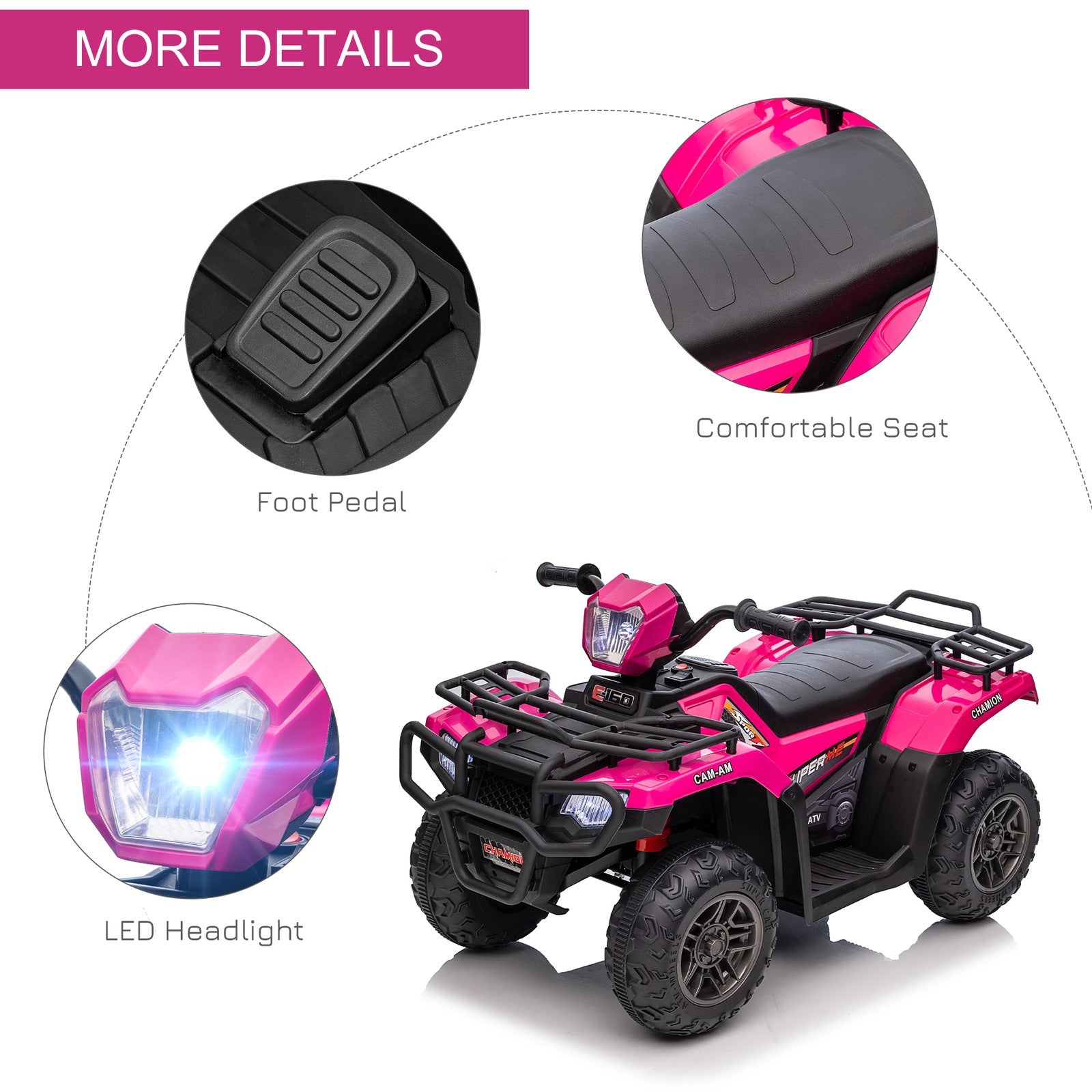 12V Battery-Powered Kids 4-Wheeler ATV for Ages 3-5 Pink Trend Times 7