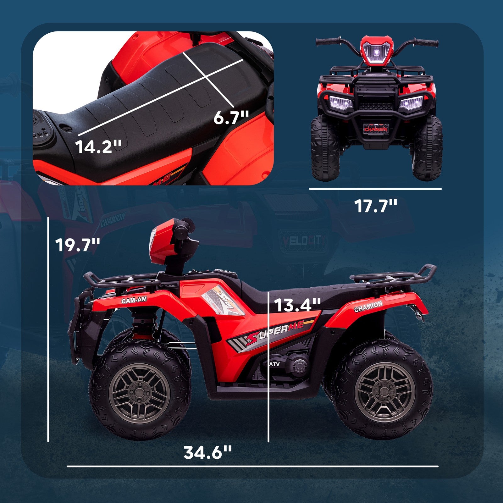 12V Battery Operated Kids 4-Wheeler ATV for Ages 3-5 Red Trend Times 2