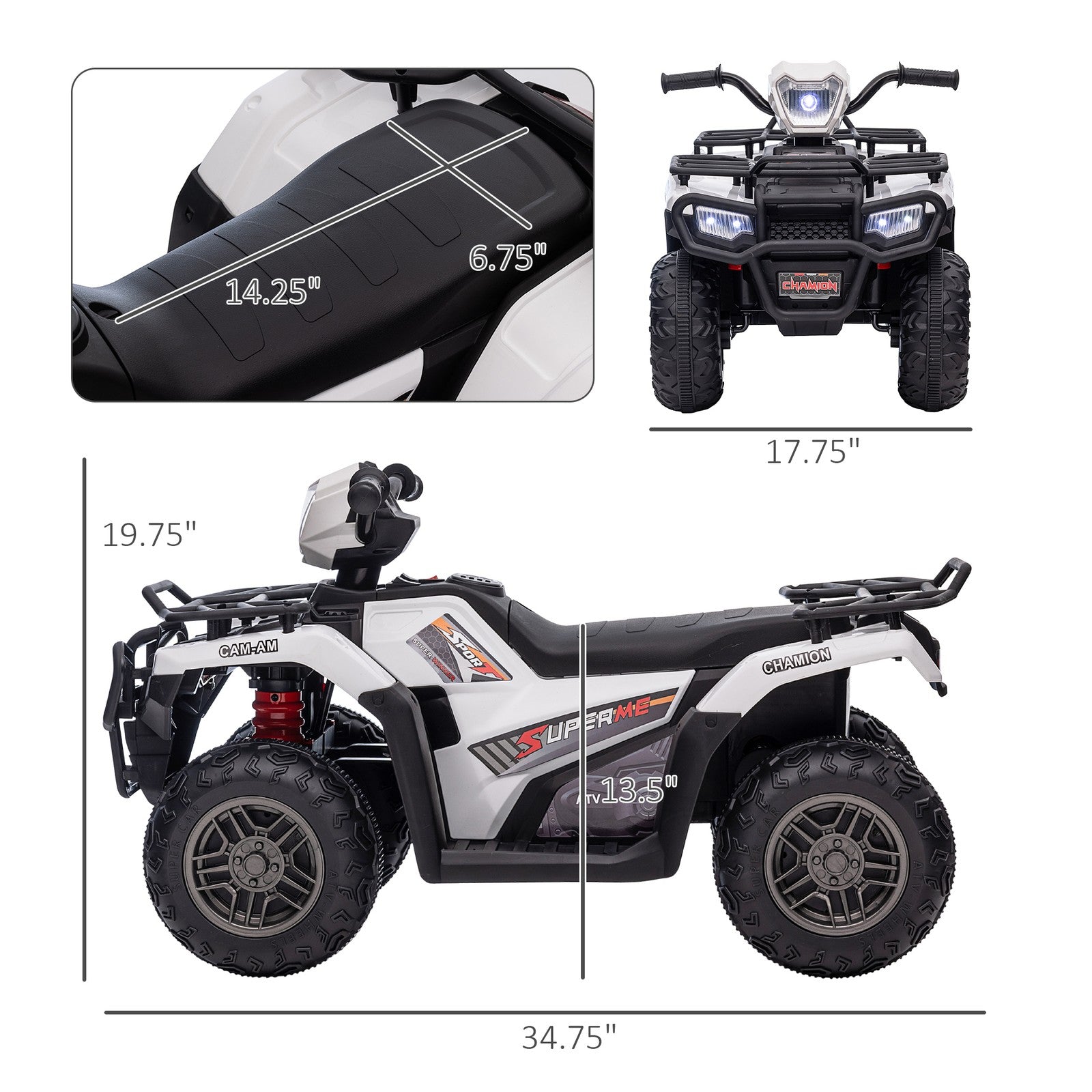 12V Battery Operated Kids 4-Wheeler ATV with Music for Ages 3-5 Trend Times 1