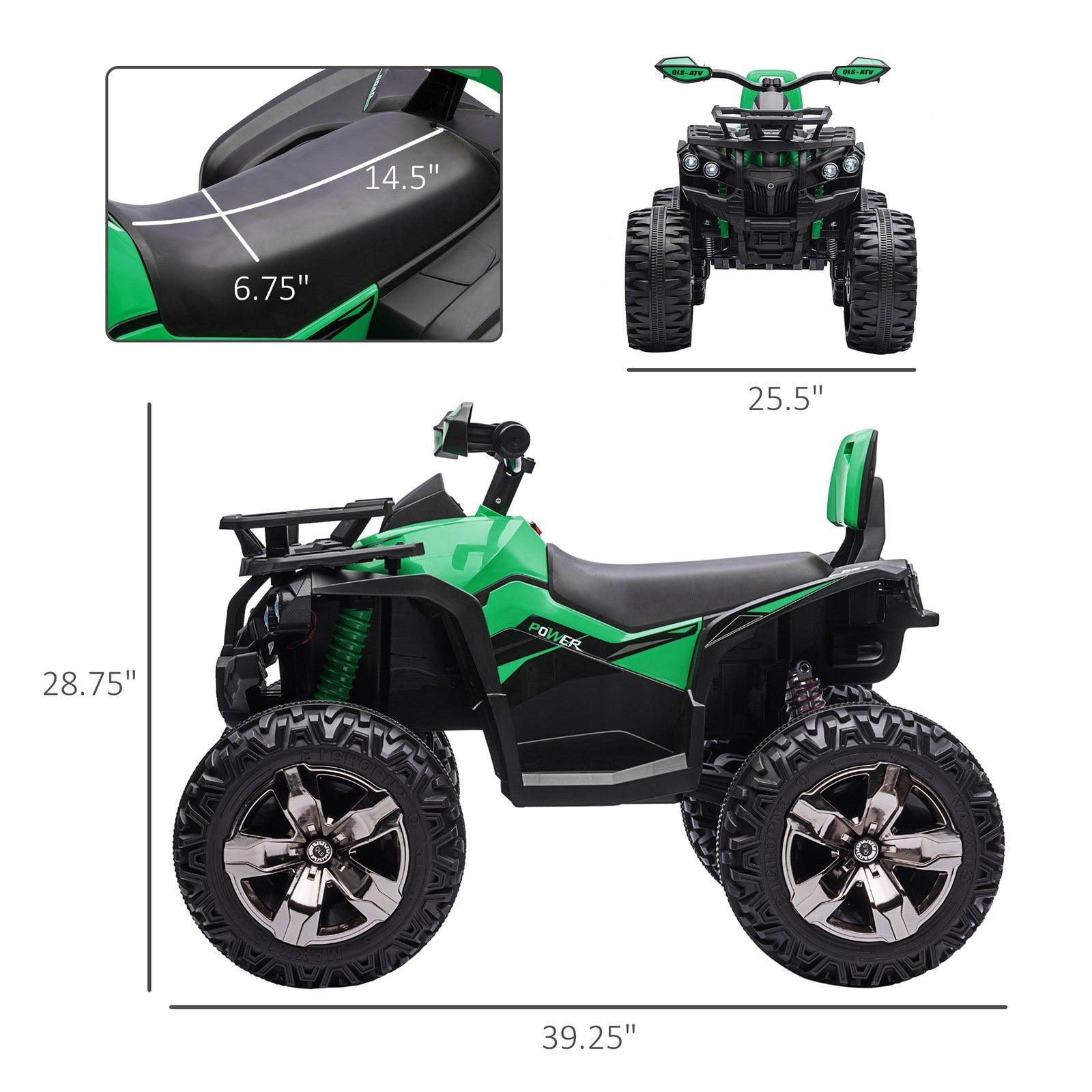 12V Kids ATV Quad Toy Car with Music and Headlights Green Trend Times 1