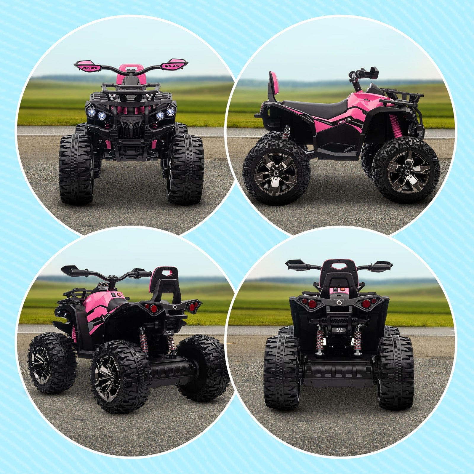 12V Kids Pink ATV Quad Toy Car with Music and Headlights Trend Times 10