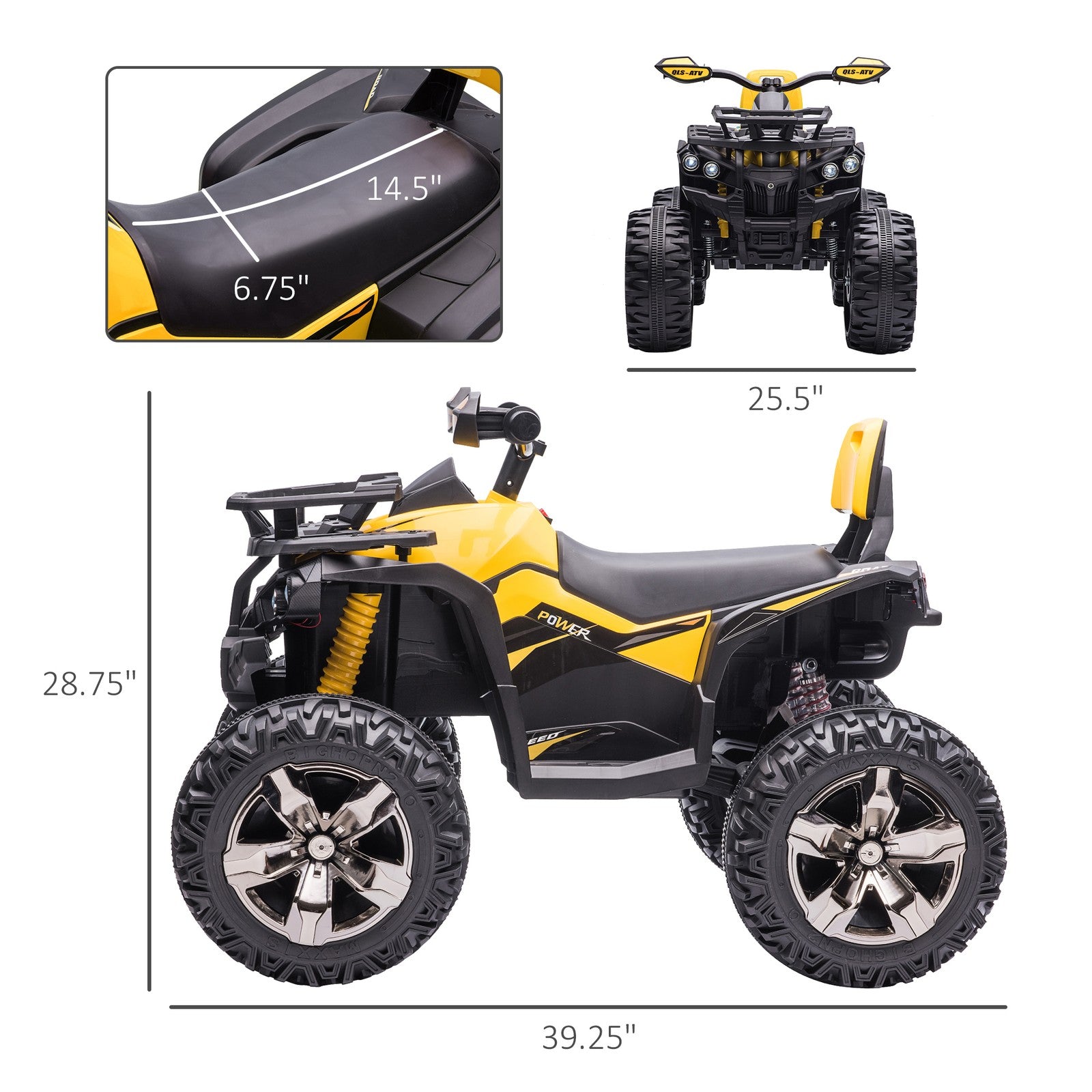 12V Kids Yellow ATV Quad Toy Car with Music and Headlights Trend Times 1