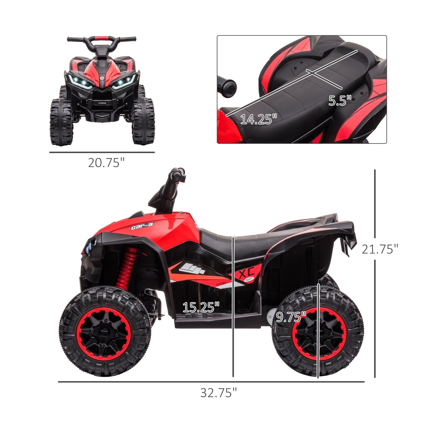 12V Kids Four Wheeler ATV Quad Car with Forward and Reverse Function Trend Times 2